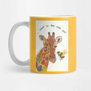 Colourful Giraffe, "I want to Bee with you!" Mug